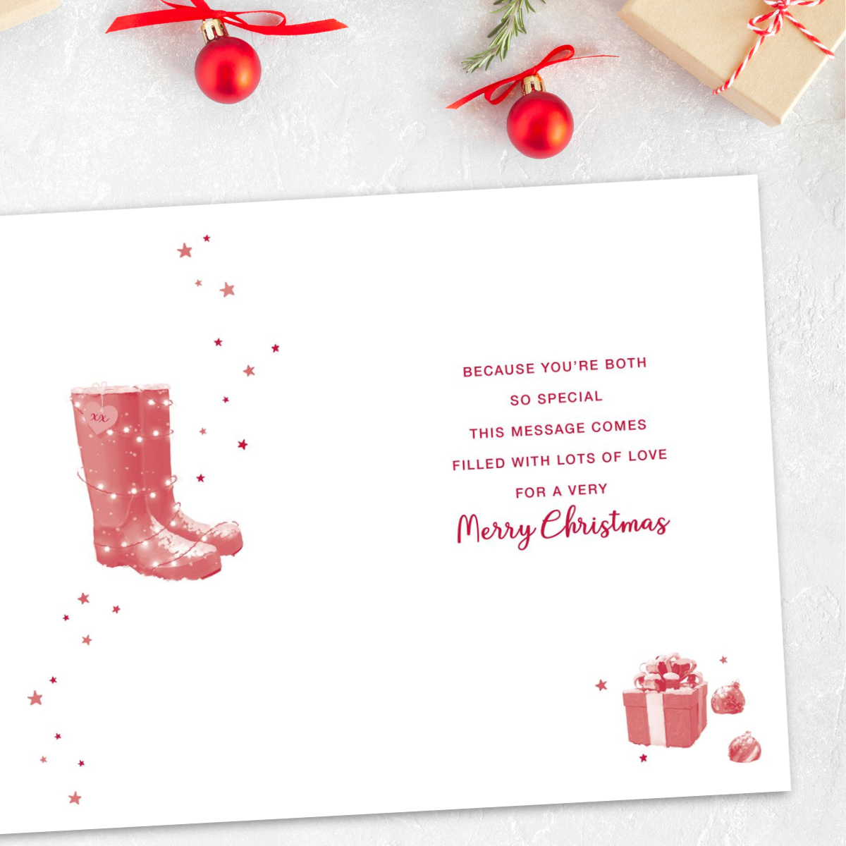 Nan & Grandad Christmas Card - Hedgehog & Wellies