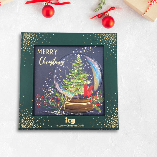 8 x Christmas Cards In Box - Skylight Snowglobe