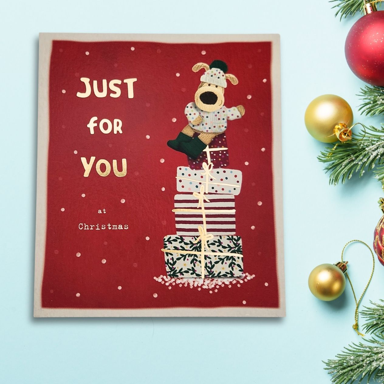 Open Christmas Card - Boofle Bear Just For You