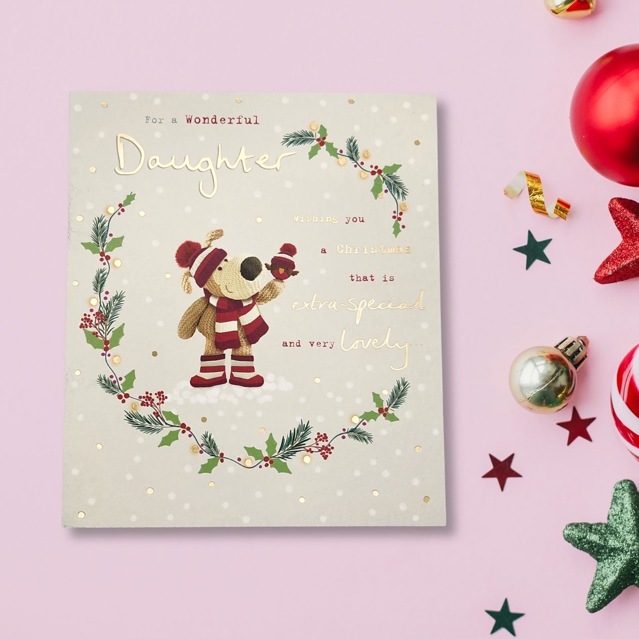 Daughter Christmas Card - Boofle Bear