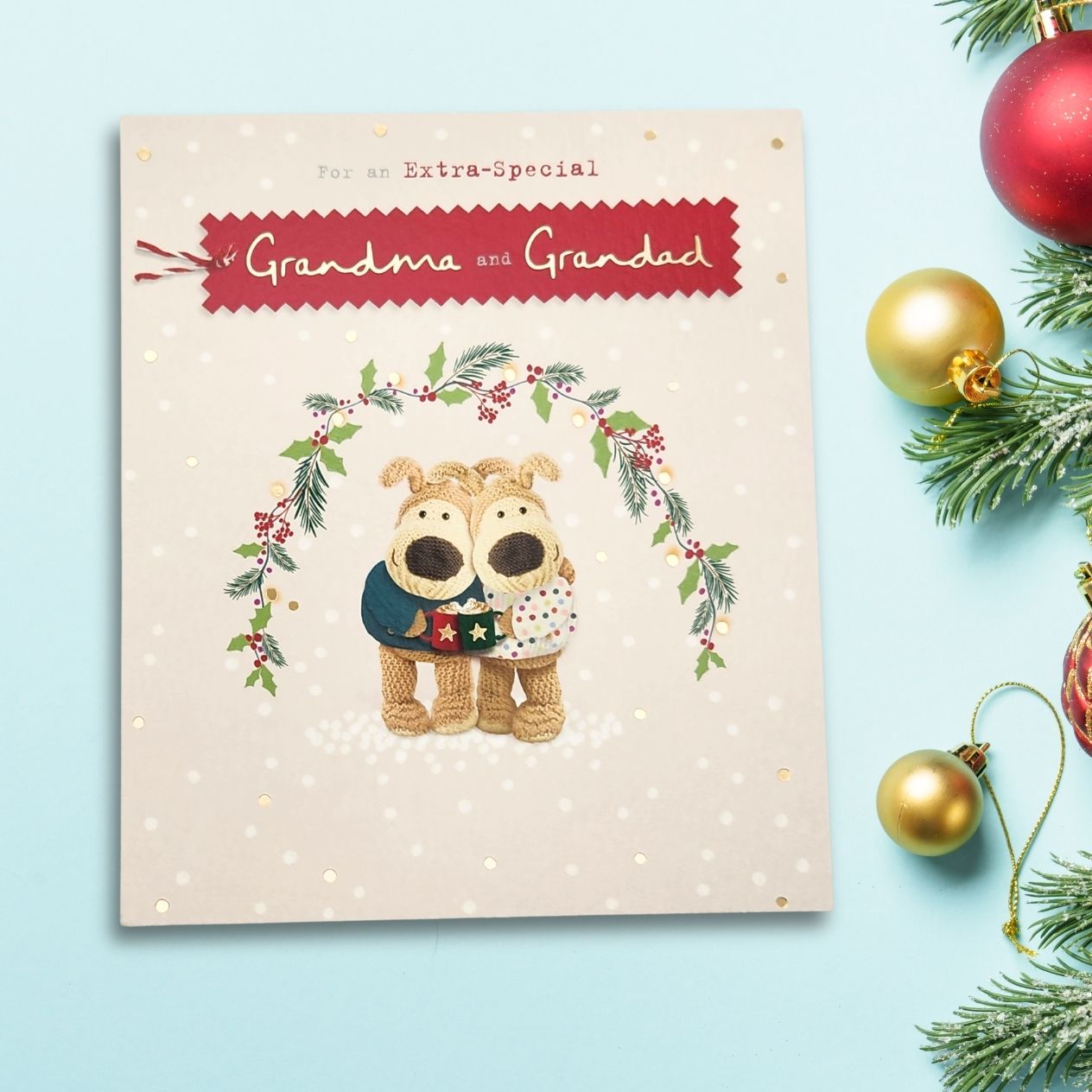 Grandma & Grandad Christmas Card - Boofle Embrace