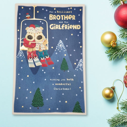 Brother & Girlfriend Christmas Card - Boofle Cable Car