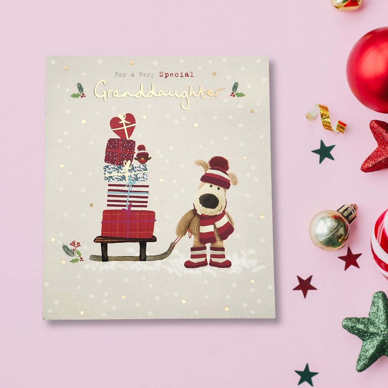 Granddaughter Christmas Card - Boofle Bear