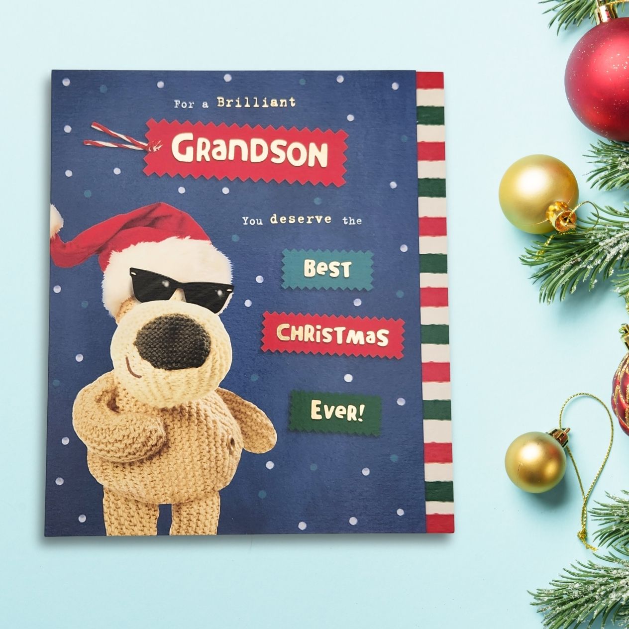 Grandson Christmas Card - Boofle Bear