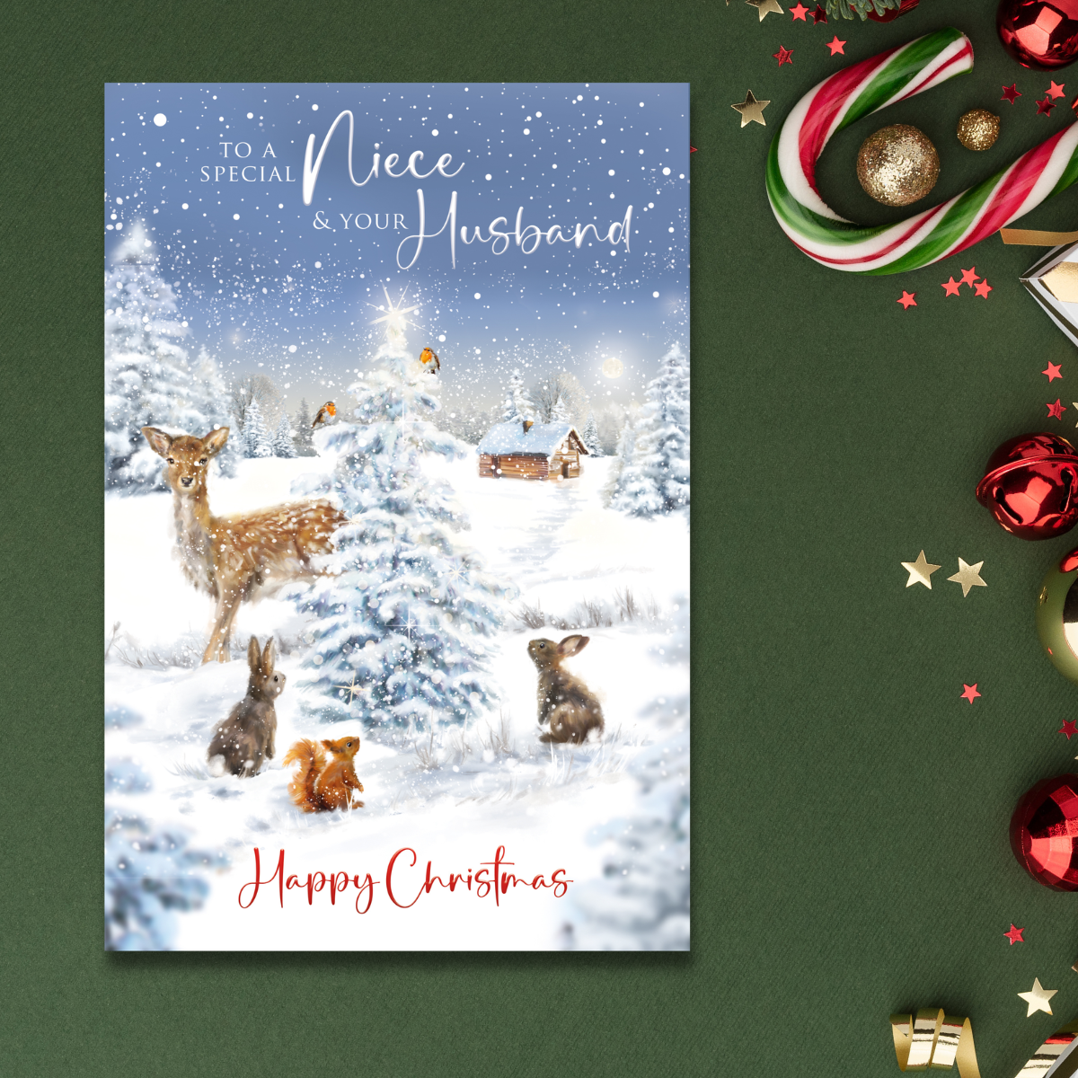 Niece & Husband Christmas Card - Woodland Tree