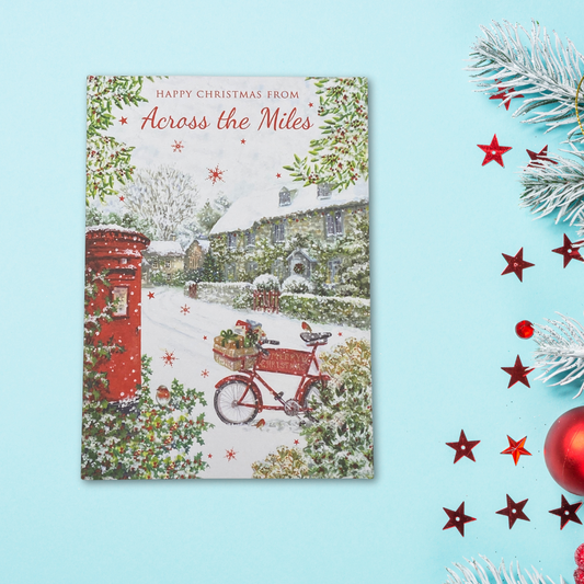 Across The Miles Christmas Card - Post Box Snow Scene