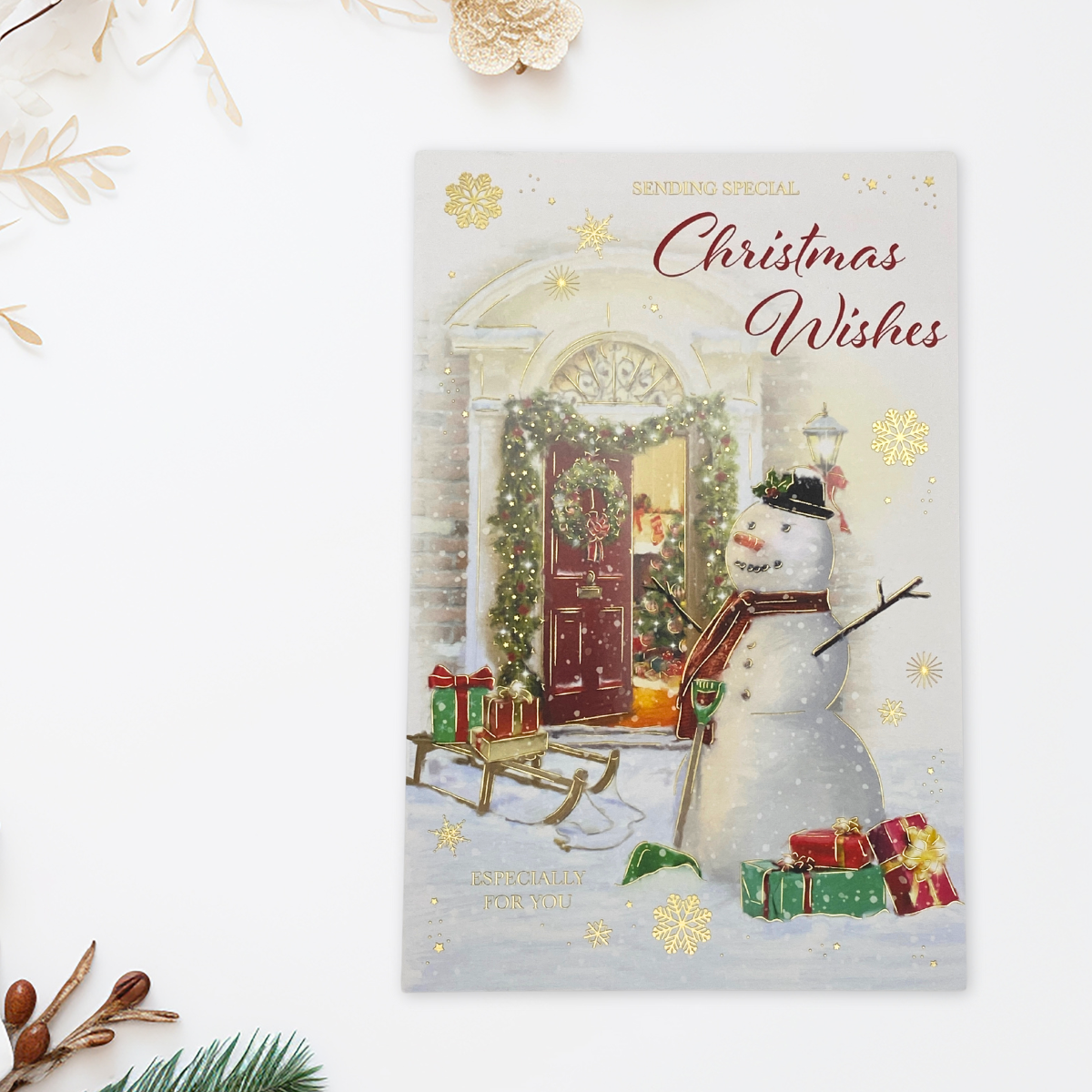 Open Christmas Card - Snowman Welcome