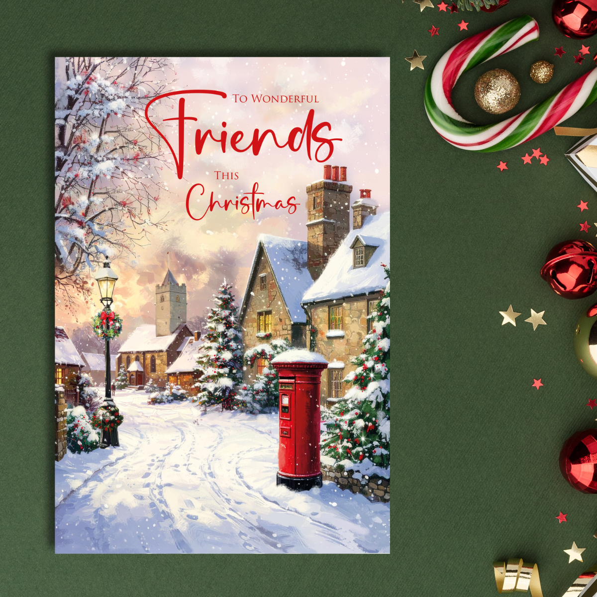 Friends Christmas Card - Snowy Postbox