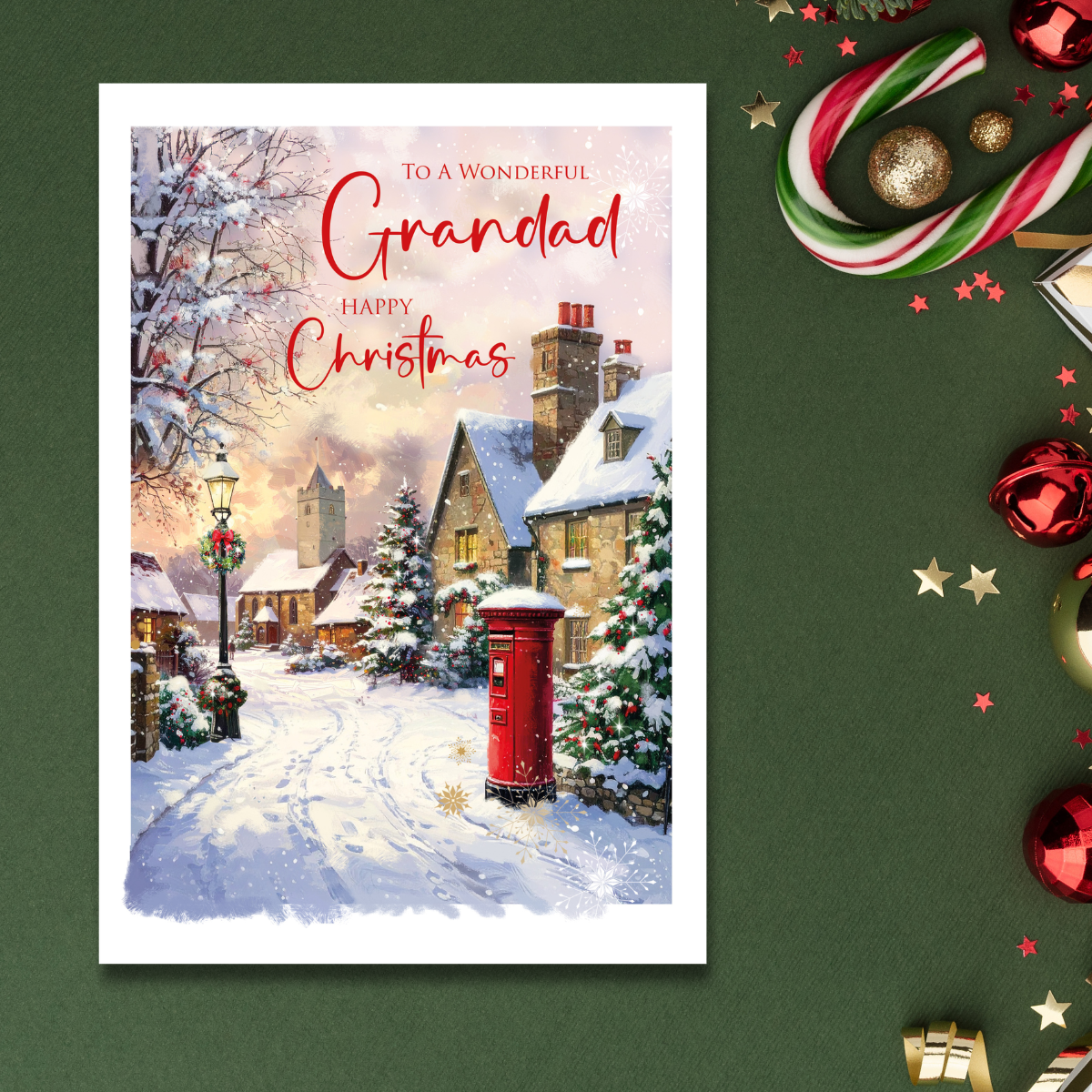 Grandad Christmas Card - Snowy Postbox