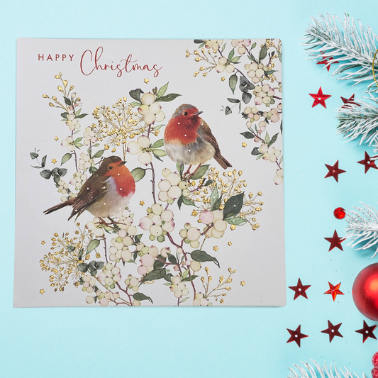 Open Christmas Card - Pizazz Robins & Berries