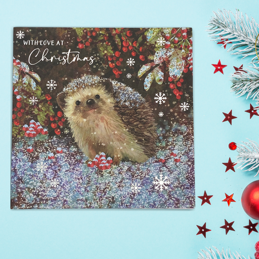 Open Christmas Card - Winter Wonderland Hedgehog