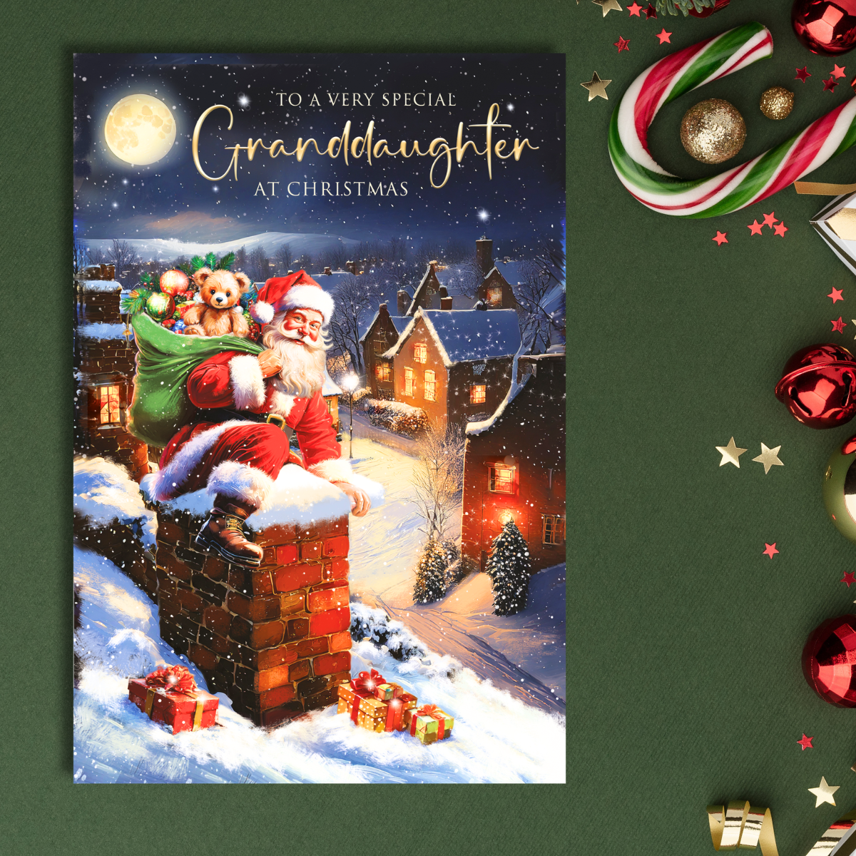 Granddaughter Christmas Card - Santa's On His Way