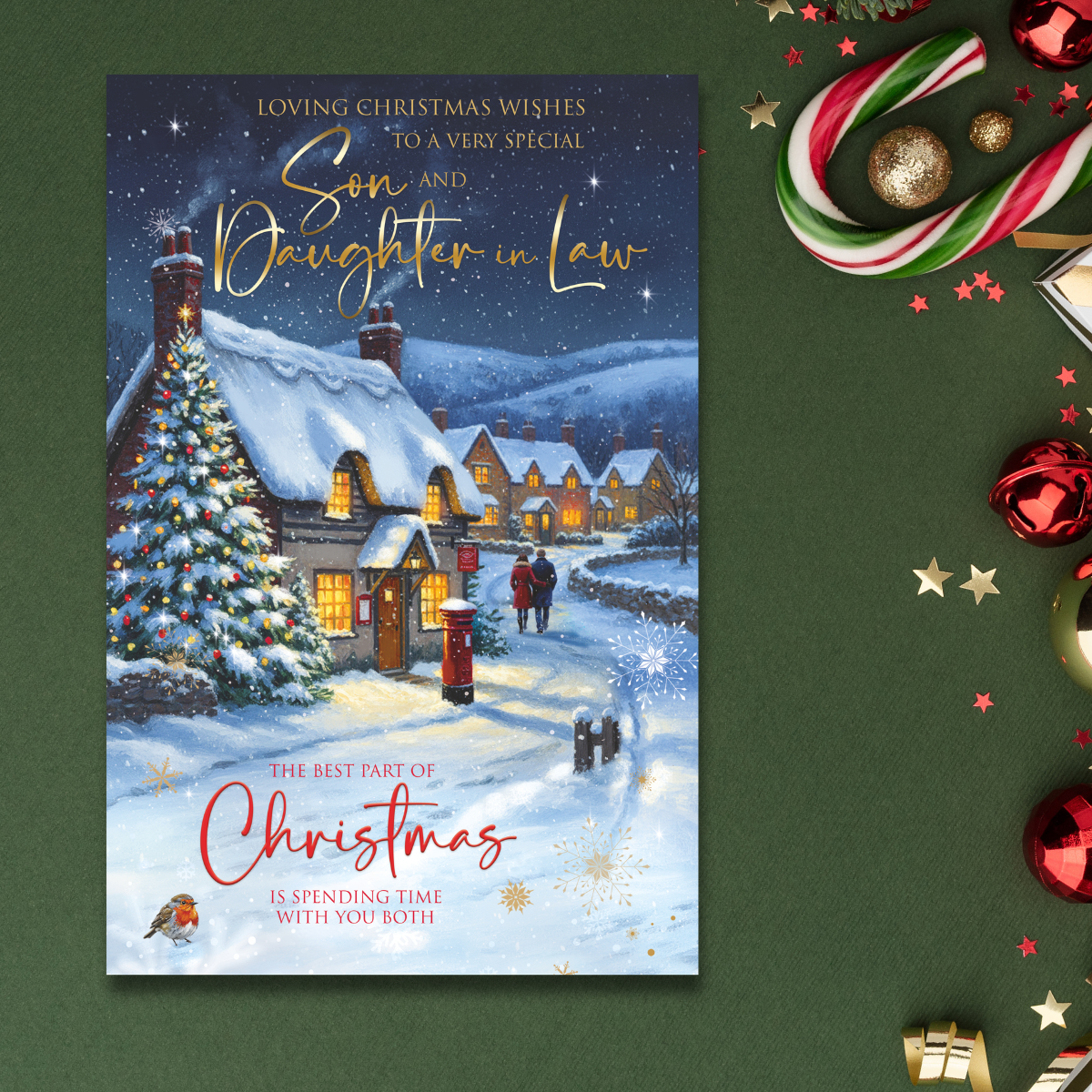 Son & Daughter-In-Law Christmas Card - Large Snow Scene