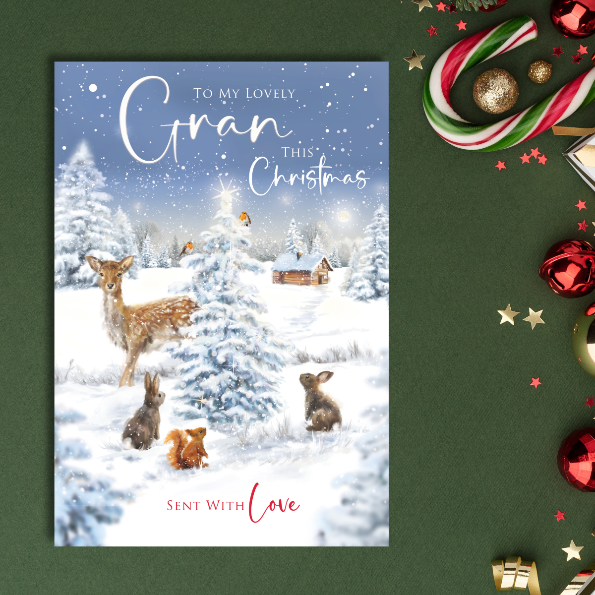 Gran Christmas Card - Woodland Tree