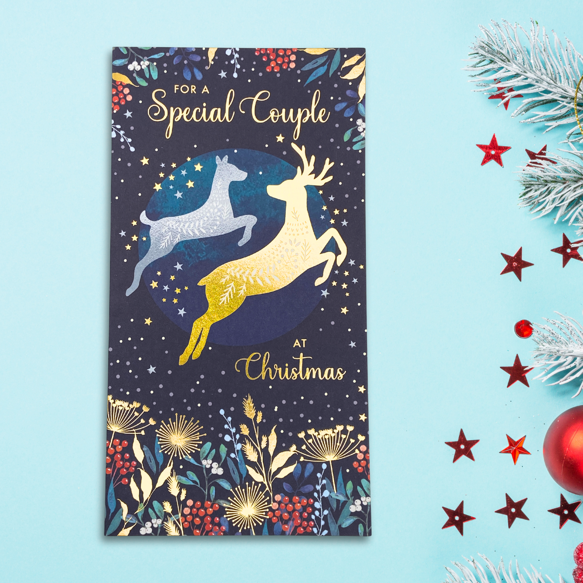 Special Couple Christmas Card - Golden Reindeer