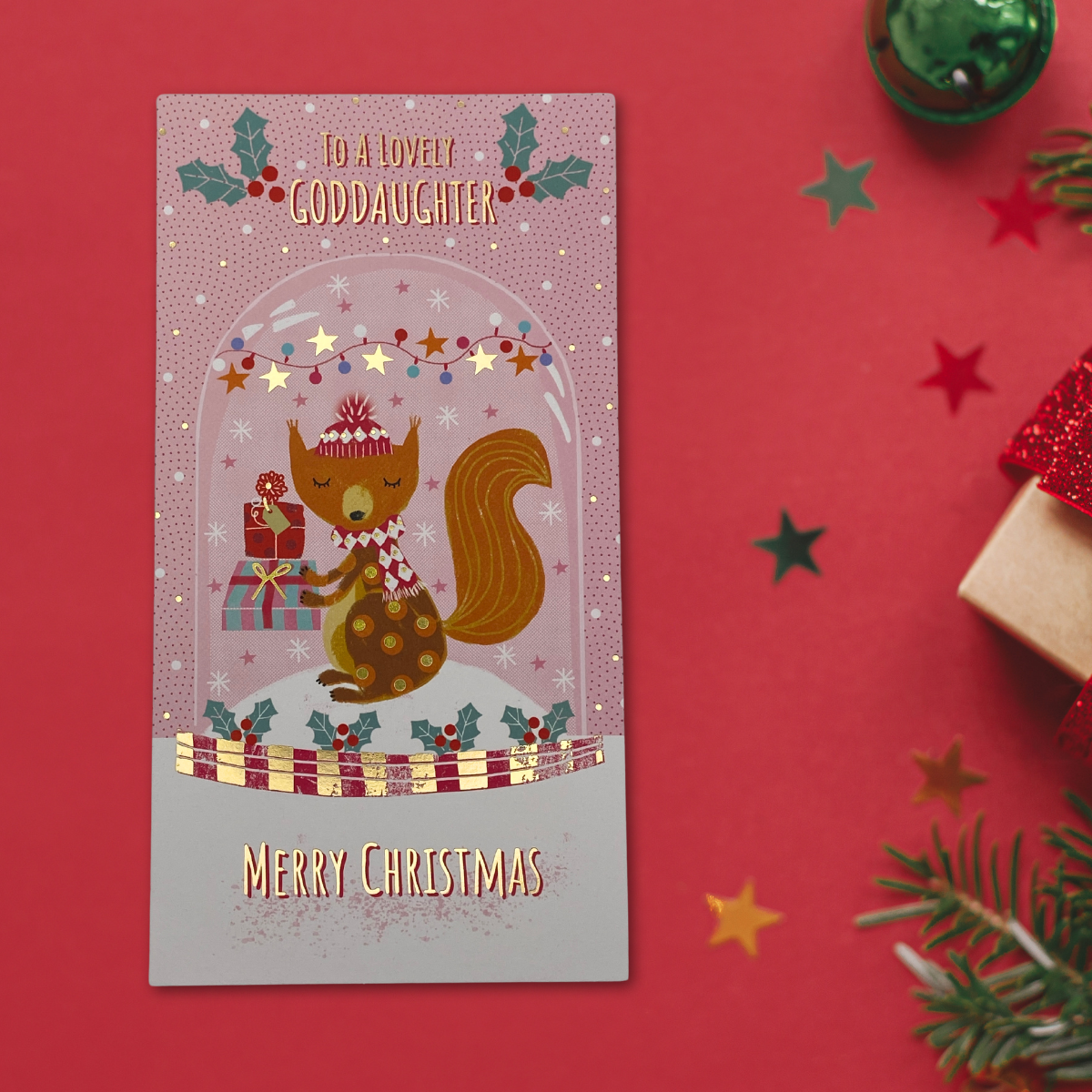 Goddaughter Christmas Card - Festive Fox