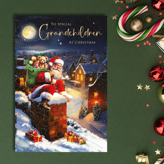 Grandchildren Christmas Card - Santa's On His Way