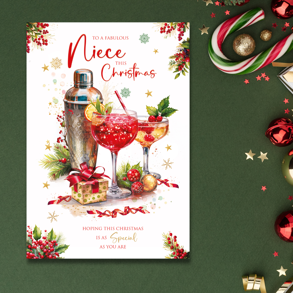 Niece Christmas Card - Festive Cocktails