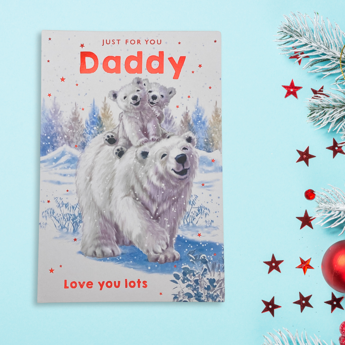 Daddy Christmas Card - Polar Bear Family