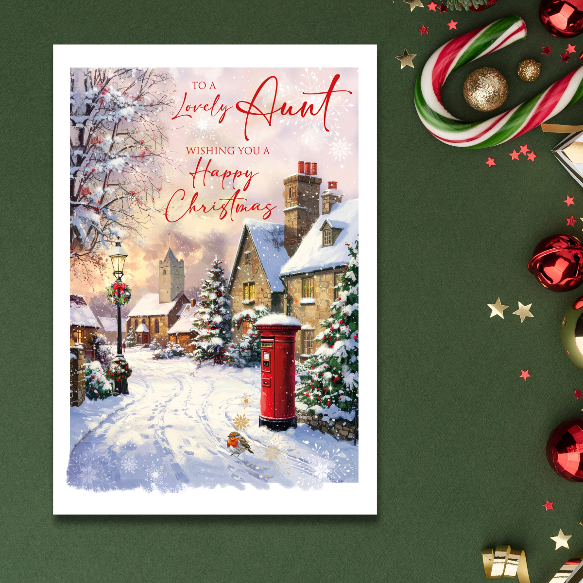 Aunt Christmas Card - Village Postbox