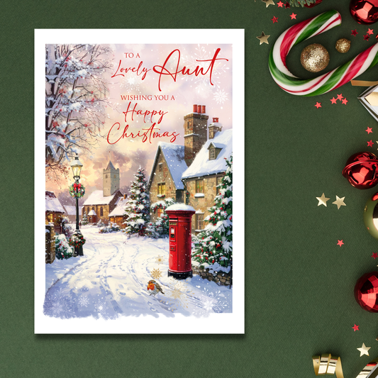 Aunt Christmas Card - Village Postbox