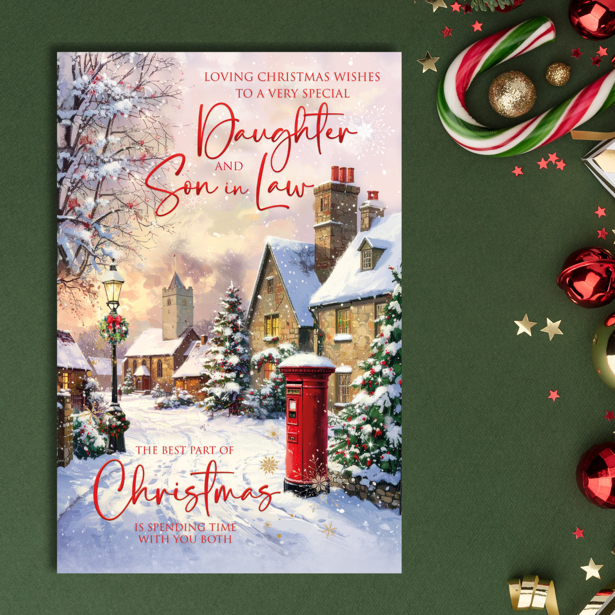 Daughter & Son-In-Law Christmas Card - Snowy Postbox