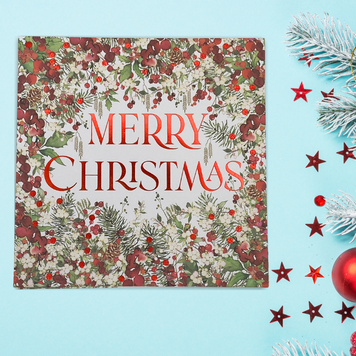 Open Christmas Card - Pizazz Floral Border