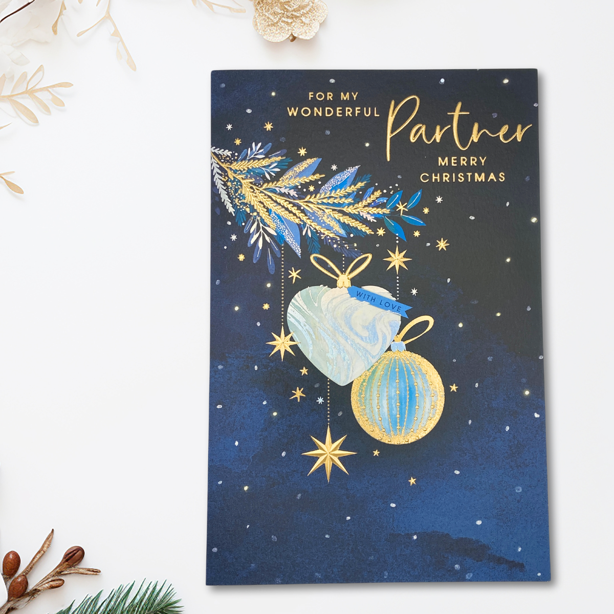 Partner Christmas Card - Hanging Baubles