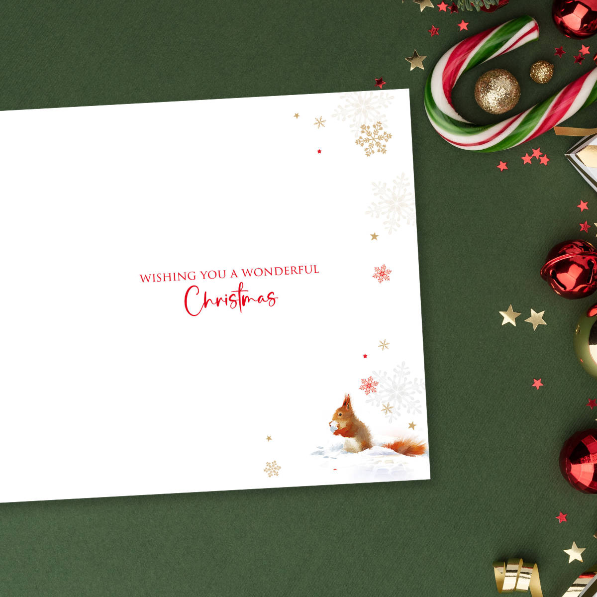 Open Christmas Card - Squirrel At The Door