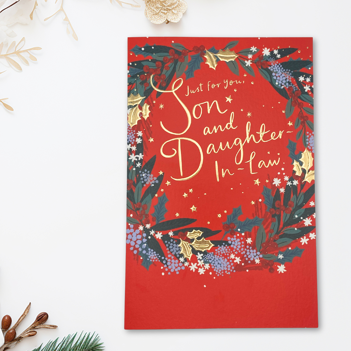 Son & Daughter-In-Law Christmas Card - Festive Garland