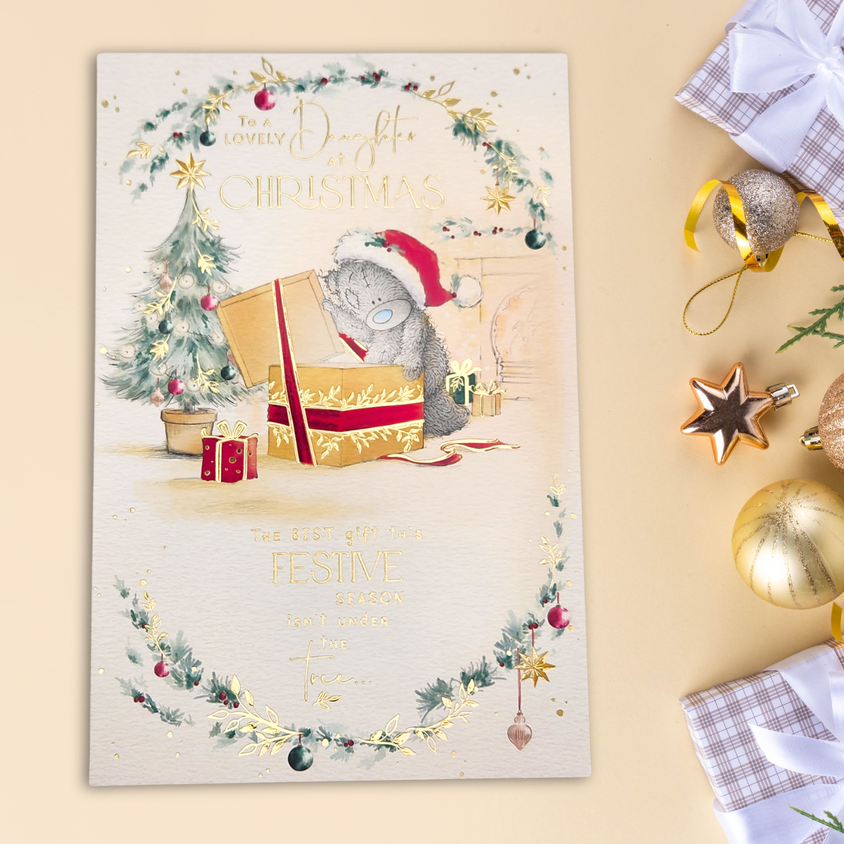 Daughter Christmas Card - Me To You Bear With Gift