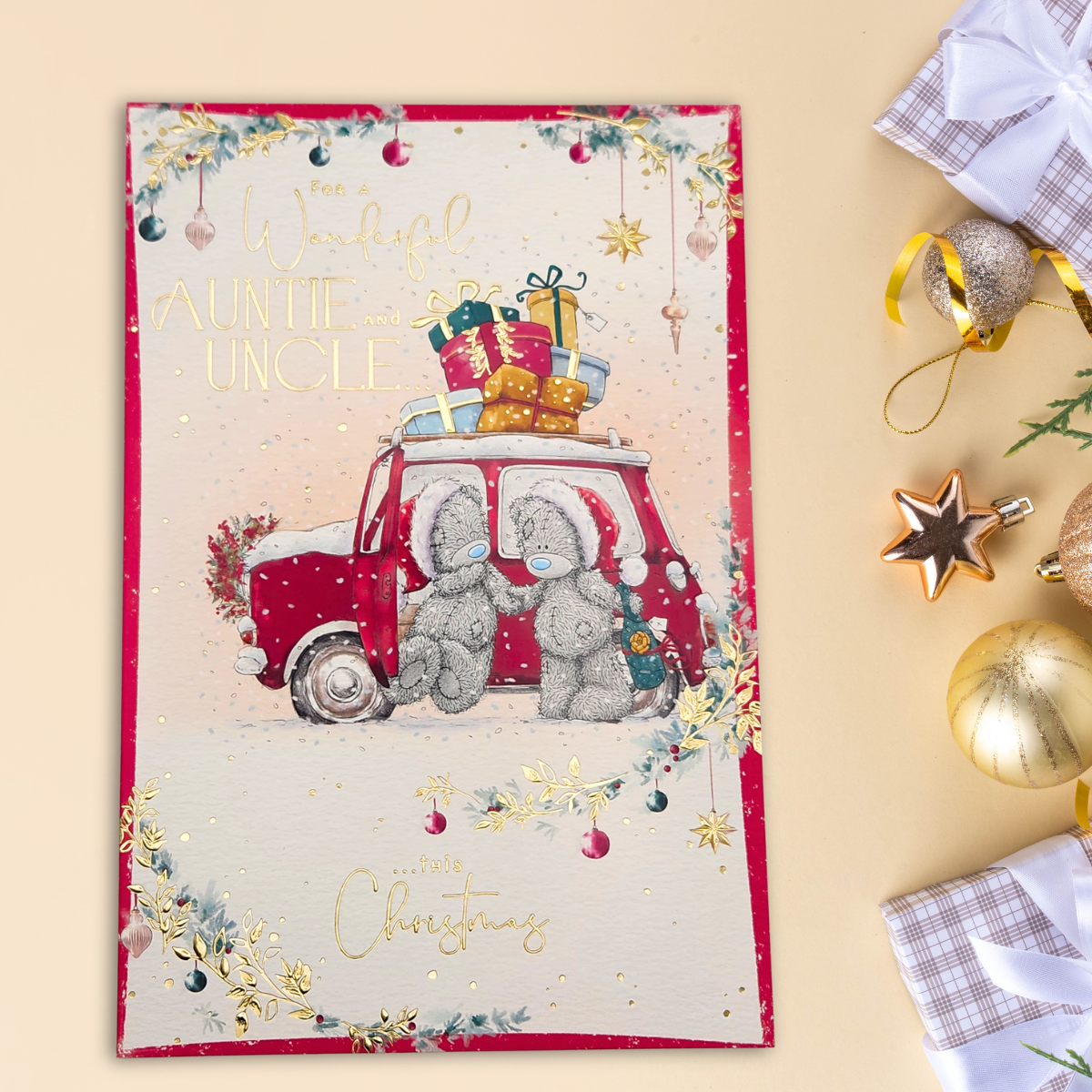 Auntie & Uncle Christmas Card - Me To You Bears Filled Car