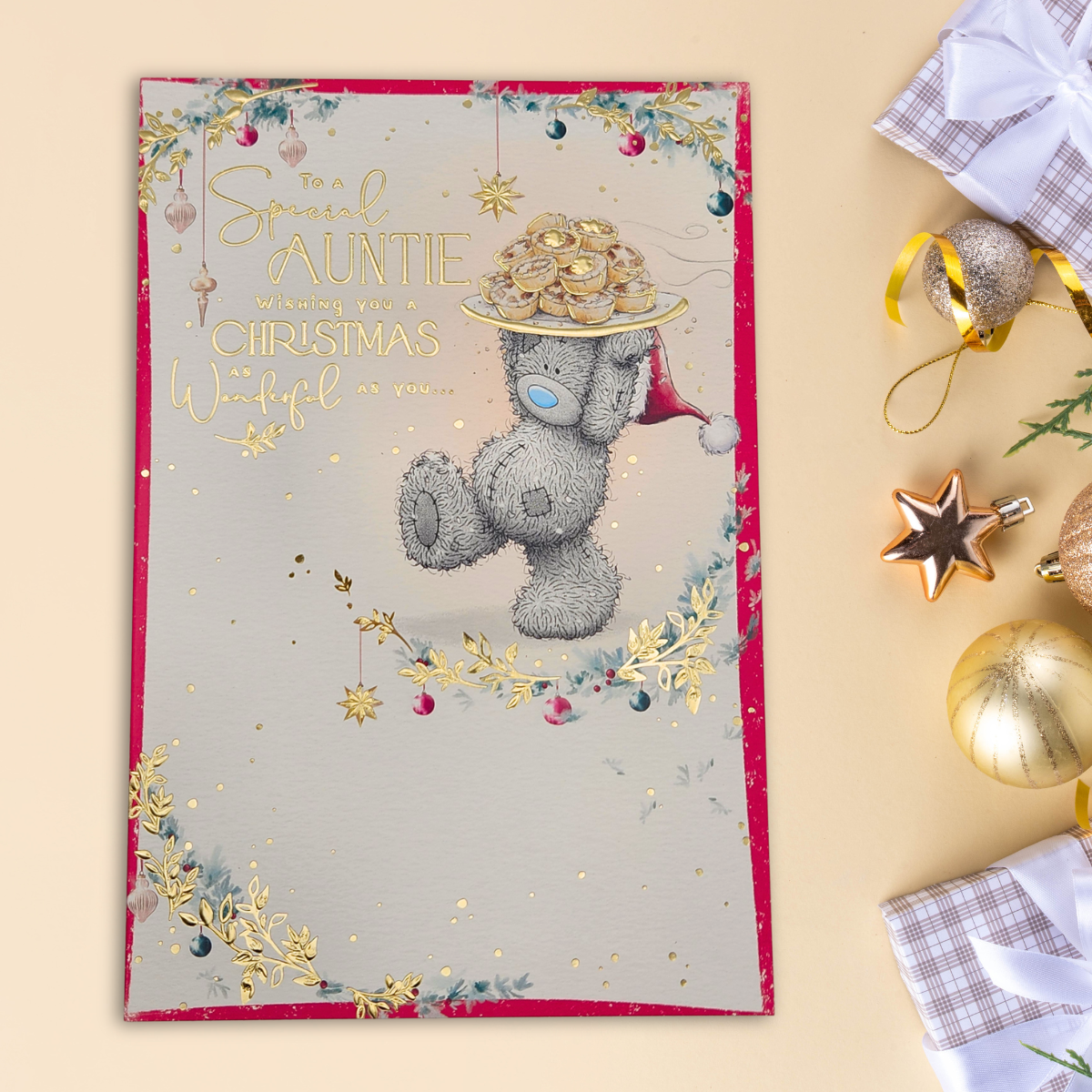 Auntie Christmas Card - Me To You Bear Mince Pies