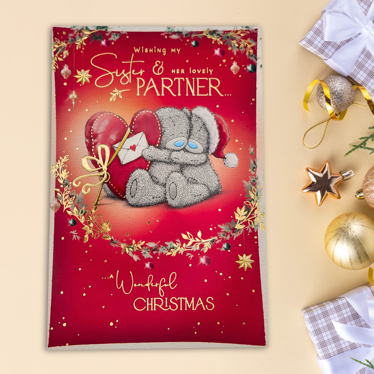 Sister & Partner Christmas Card - Me To You Bear With Heart