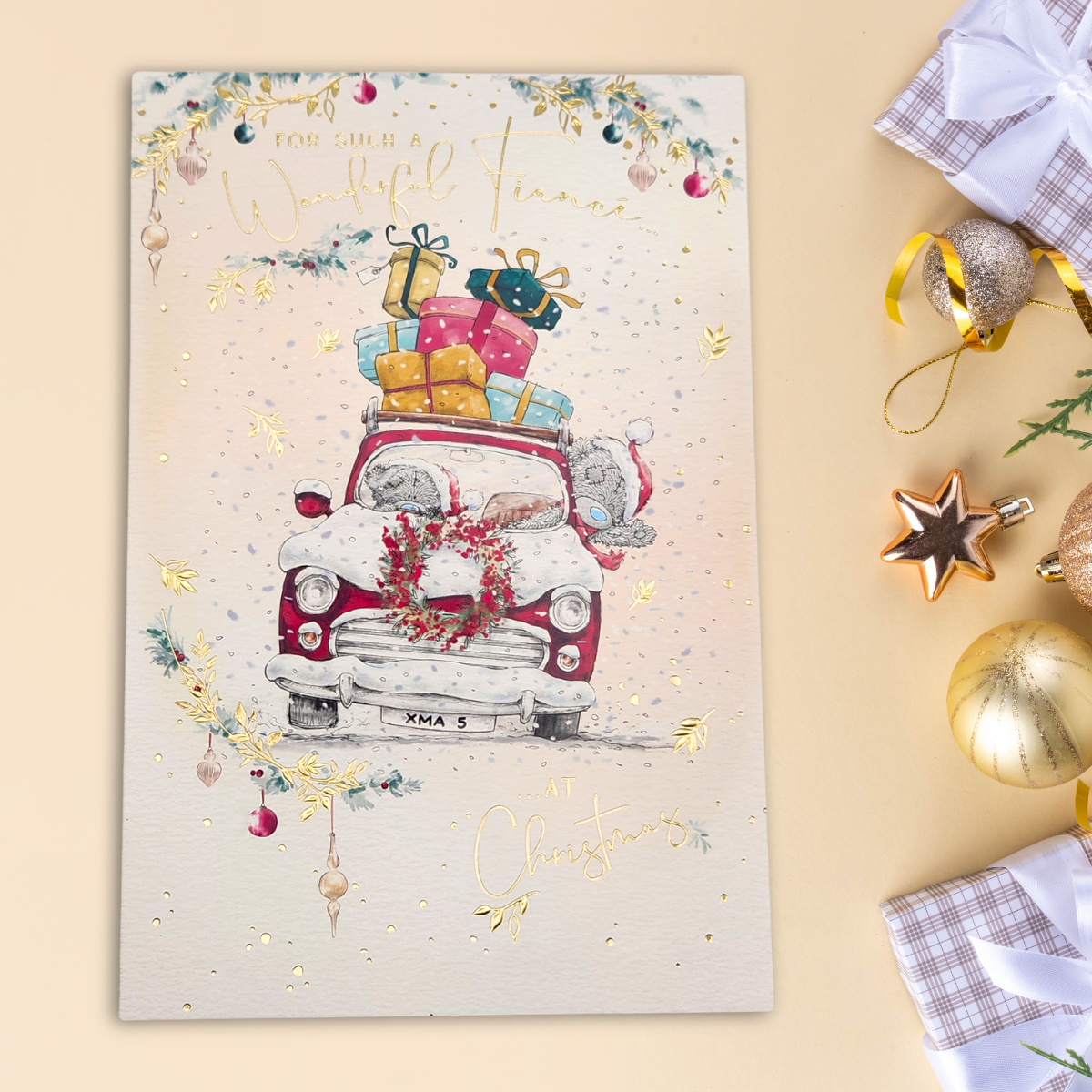 Fiancé Christmas Card - Me To You Bear Driving Home