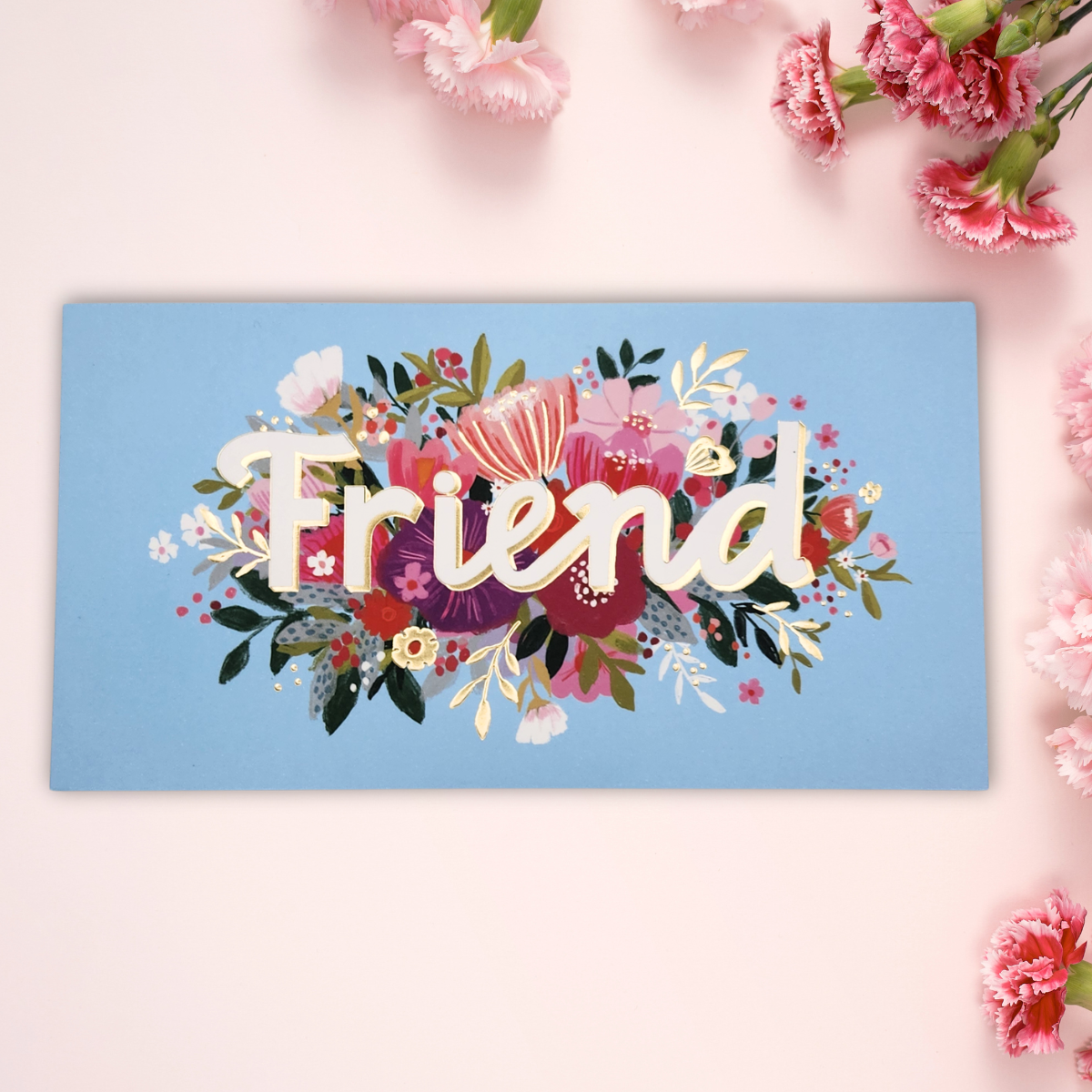 Friend Birthday Card - Landscape Floral Text