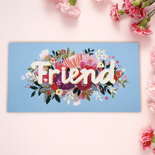 Friend Birthday Card - Landscape Floral Text