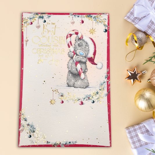 Cousin Christmas Card - Me To You Bear Candy Cane