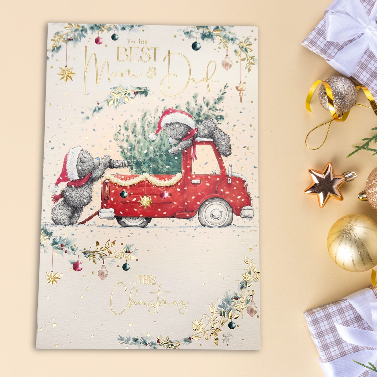 Mum & Dad Christmas Card - Me To You Tree Delivery