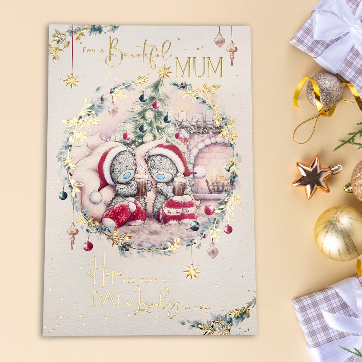 Mum Christmas Card - Me To You Bear With Hot Chocolates