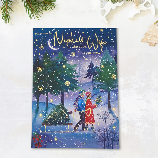 Nephew & Wife Christmas Card - Bringing Home The Tree