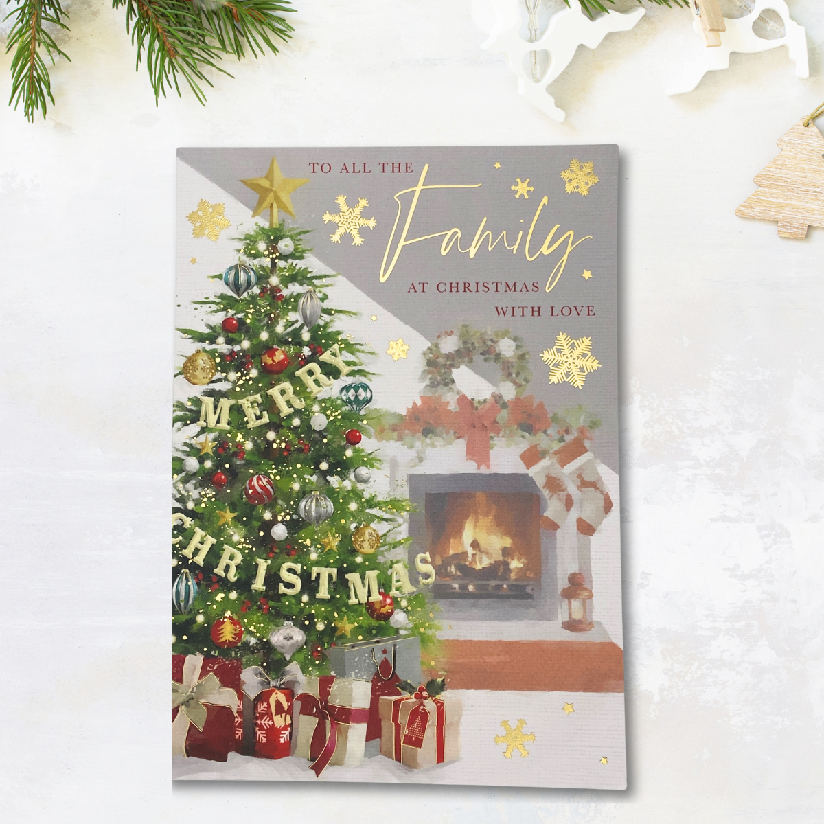 To All The Family Christmas Card - Tree & Gifts