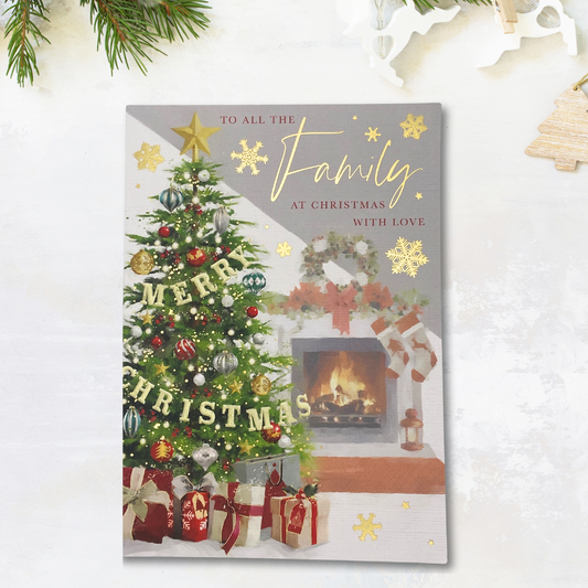 To All The Family Christmas Card - Tree & Gifts