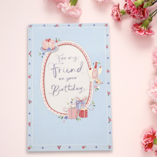 Friend Birthday Card - Cake & Gifts