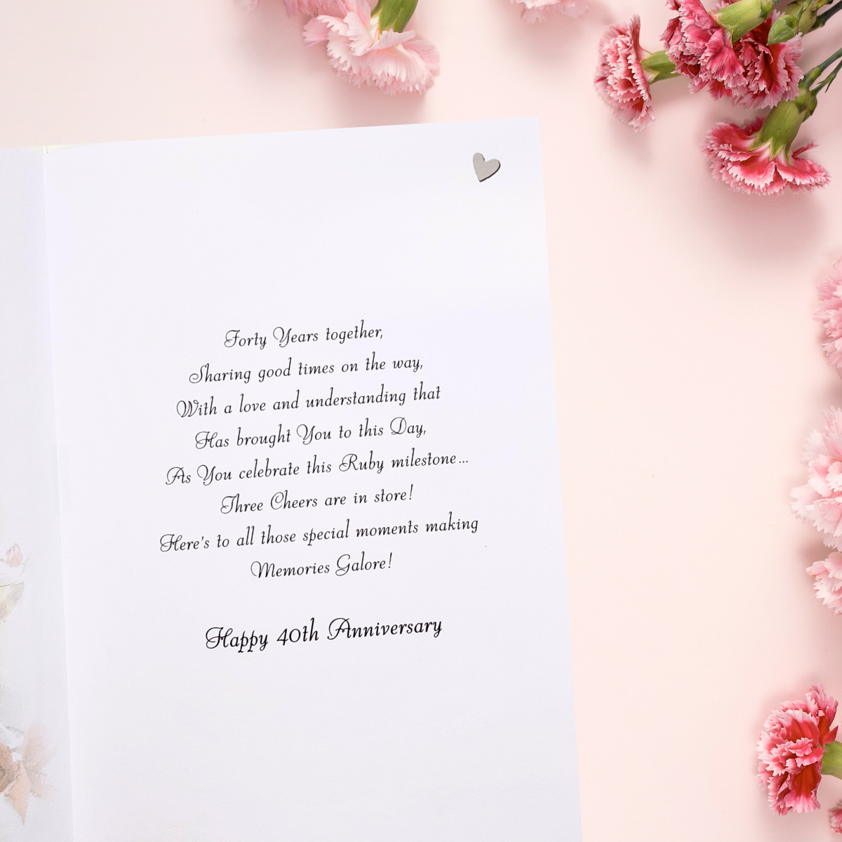 Ruby Wedding Anniversary Card - 40th Velvet Gallery Champagne & Roses