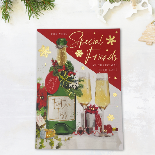 Friends Christmas Card - Festive Fizz