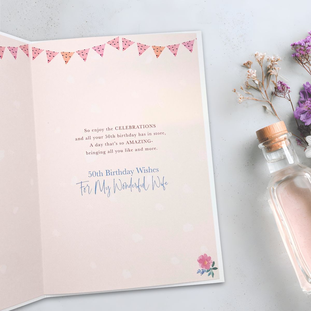 Wife 50th Birthday Card - Birthday Balloons