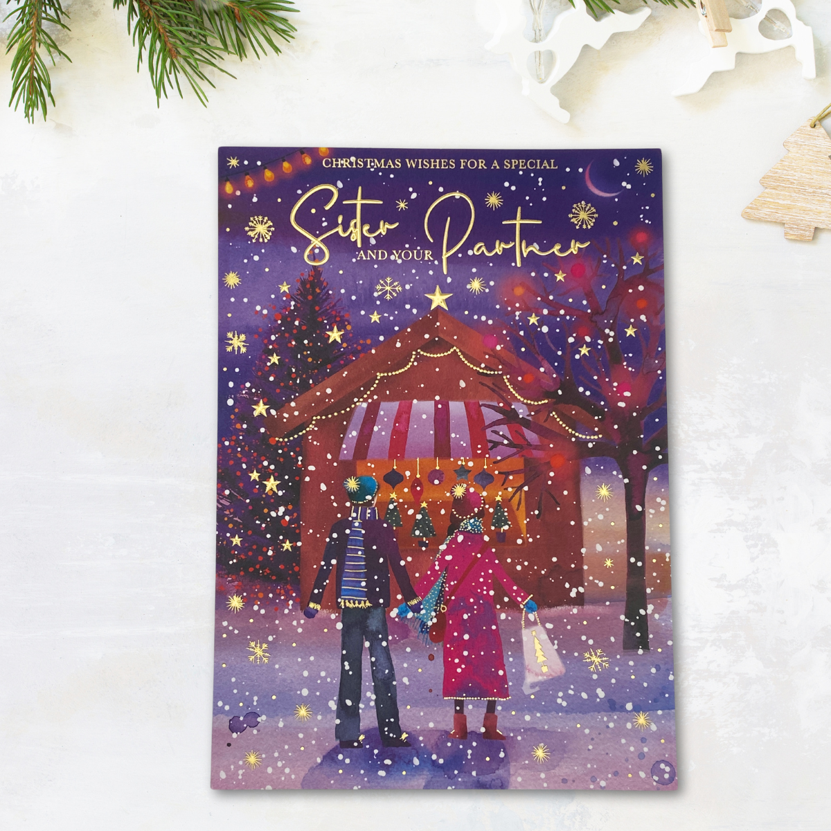 Sister & Partner Christmas Card - Festive Stroll