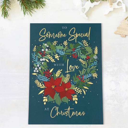 Someone Special Christmas Card - Poinsettia Garland