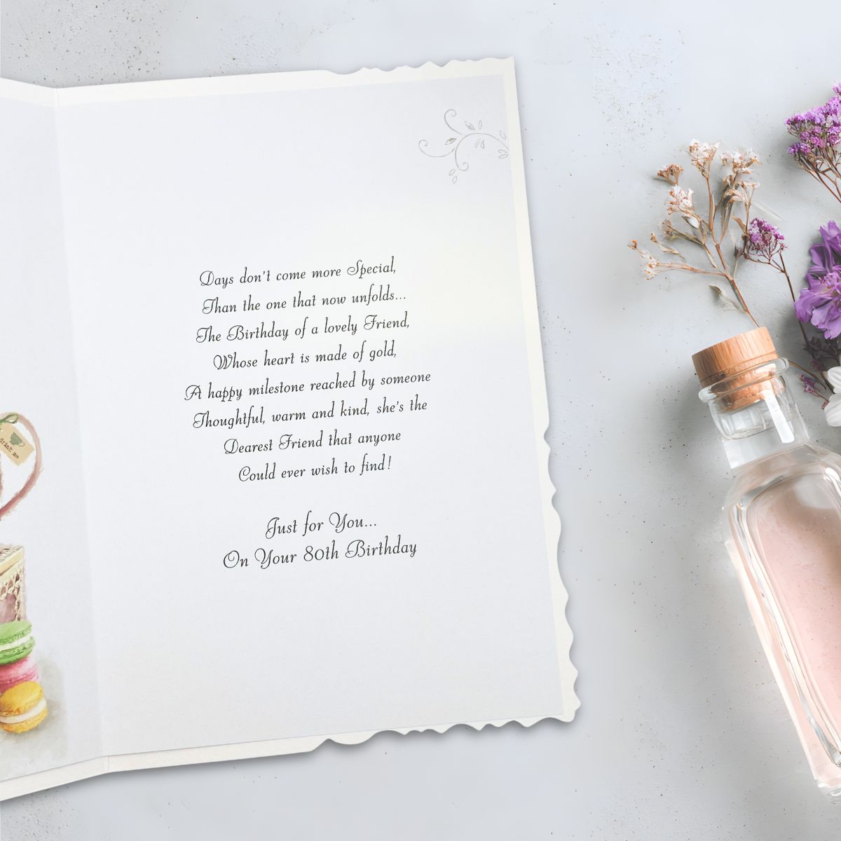 Friend 80th Birthday Card - Velvet Tea & Cakes